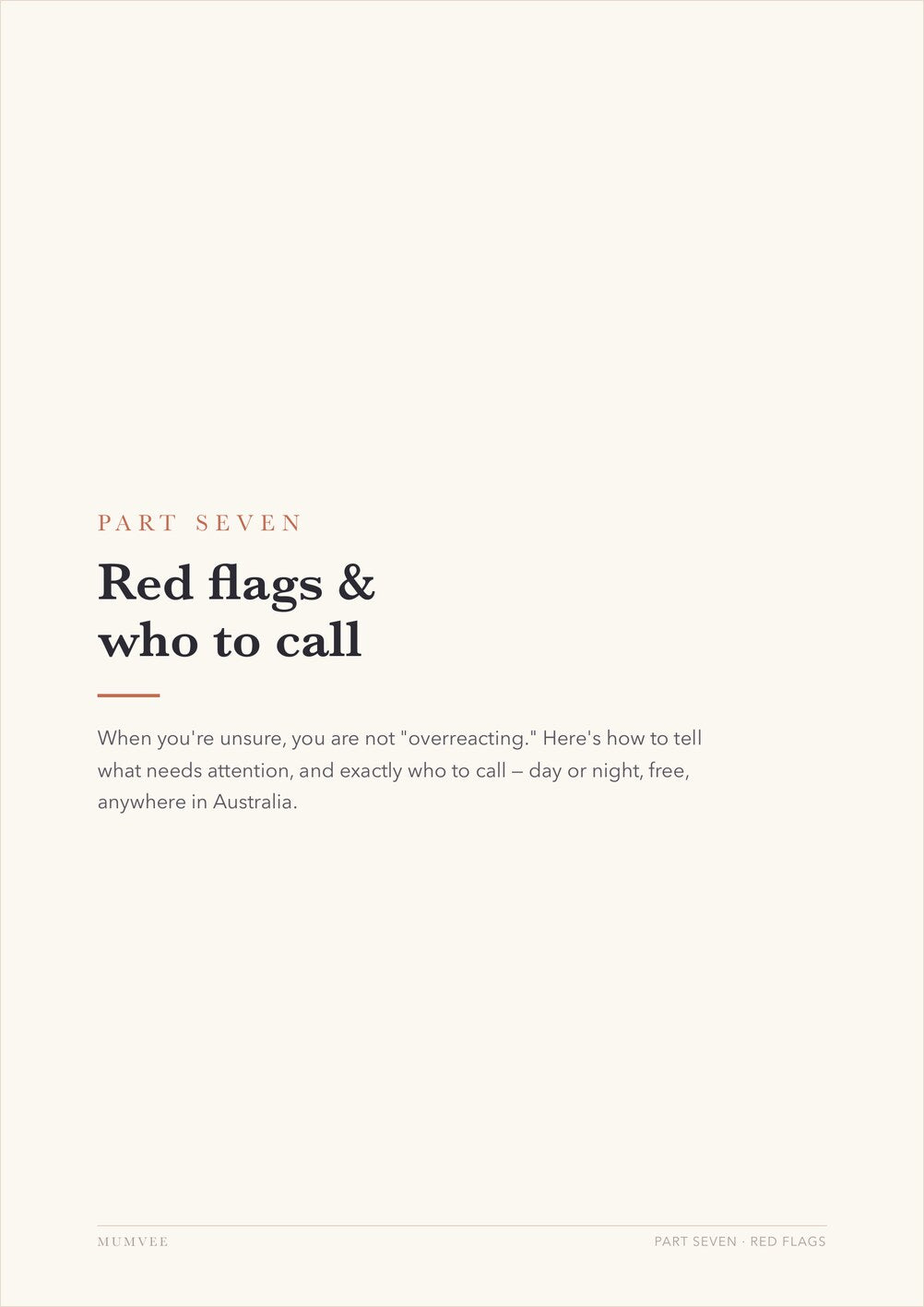 Inside page — red flags and who to call